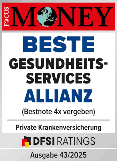 Focus Money: Beste Gesundheitsservices – Allianz (Bestnote 4× vergeben, 43/2025)